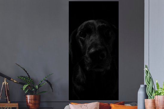 Muurstickers - Sticker Folie - Hond - Huisdier - Zwart - 80x160 cm - Plakfolie - Muurstickers Kinderkamer - Zelfklevend Behang - Zelfklevend behangpapier - Stickerfolie