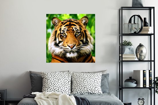 Stickers muraux - Tigre - Tête - Forêt - 100x100 cm - Film Adhésif XXL