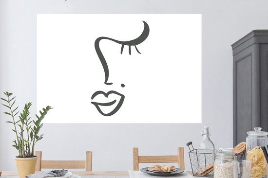 Stickers Stickers muraux - Visage - Abstrait - Zwart - Wit - 120x80 cm - Feuille adhésive