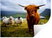 Muurstickers - Sticker Folie - Schotse hooglander - Licht - Schapen - 160x120 cm - Plakfolie - Muurstickers Kinderkamer - Zelfklevend Behang XXL - Zelfklevend behangpapier - Stickerfolie