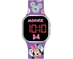Accutime - LED Watch Minnie Mouse - Kinderhorloge Met LED Display Voor Datum en Tijd - Paars
