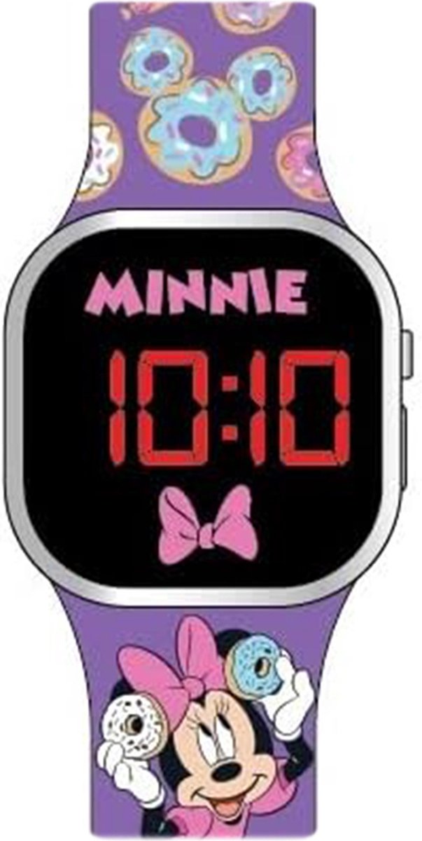 Accutime - LED Watch Minnie Mouse - Kinderhorloge Met LED Display Voor Datum en Tijd - Paars