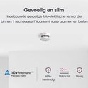 Gevoelige en slimme witte rookmelder met foto-elektrische sensor. TÜV Rheinland gecertificeerd, hittebestendig, stof- en stevig.
