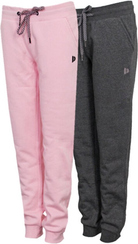 2-Pack Donnay Joggingbroek met Elastiek Carolyn - Sportbroek - Dames - Maat XL -Pink & Charcoal-marl (1346)