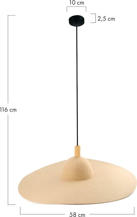 DKNC - Lampe suspendue Ely - 58x58x16cm - Crème