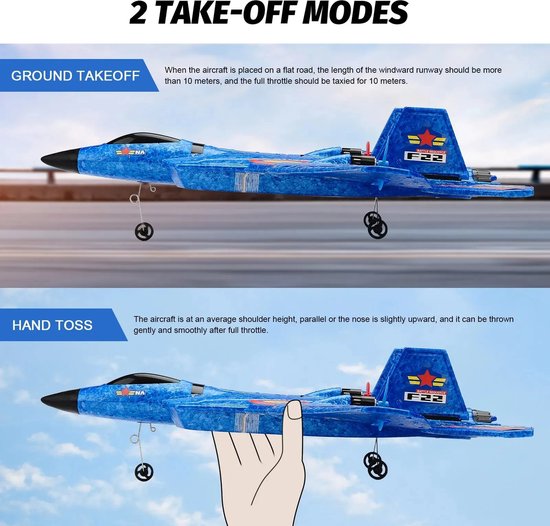JONRRYIN Ferngesteuertes F-22 Flugzeug, Schaumstoff RC-Modell Mit LED-Licht, Leicht Für Kinder Und Anfänger Geeignet (Gelb