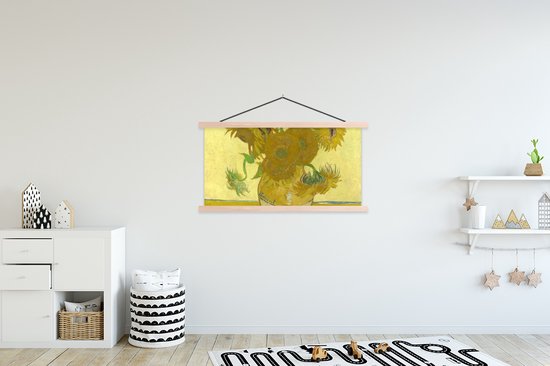 Porte-affiche avec affiche - Affiche scolaire - Tournesols - Vincent van Gogh - 150x75 cm - lattes vierges