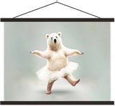 Schoolplaat - IJsbeer - Rok - Dieren - Wit - Portret - Muurdoek - 150x113 cm - Textielposter - Wanddecoratie