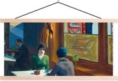 Posterhanger incl. Poster - Schoolplaat - Chop suey - Edward Hopper - 150x75 cm - Blanke latten