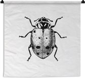Wandkleed - Wanddoek - Vintage - Lieveheersbeestje - Insecten - Zwart wit - 120x120 cm - Wandtapijt