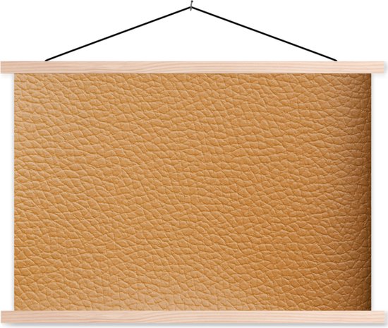 Posterhanger incl. Poster 120x80 cm - Schoolplaat - Leer - Structuur - Lederlook - Oranje - Textielposter - Blanke latten