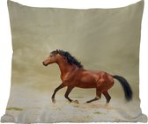 Buitenkussen - Paard - Stof - Zand - 45x45 cm - Weerbestendig