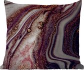 Sierkussen Buiten - Marmer - Roze - Goud - Glitter - Marmerlook - 60x60 cm - Weerbestendig