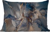 Buitenkussens - Tuin - Marmer - Grijs - Blauw - Luxe - Goud - 50x30 cm