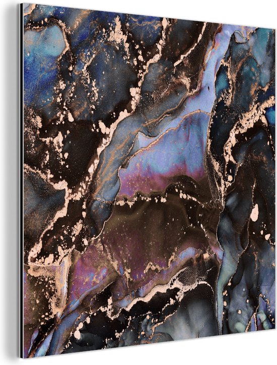 Décoration murale Métal - Aluminium Peinture Industrielle - Marbre - Goud - Rosé - 90x90 cm - Dibond - Photo sur aluminium - Décoration murale industrielle - Pour le salon / chambre