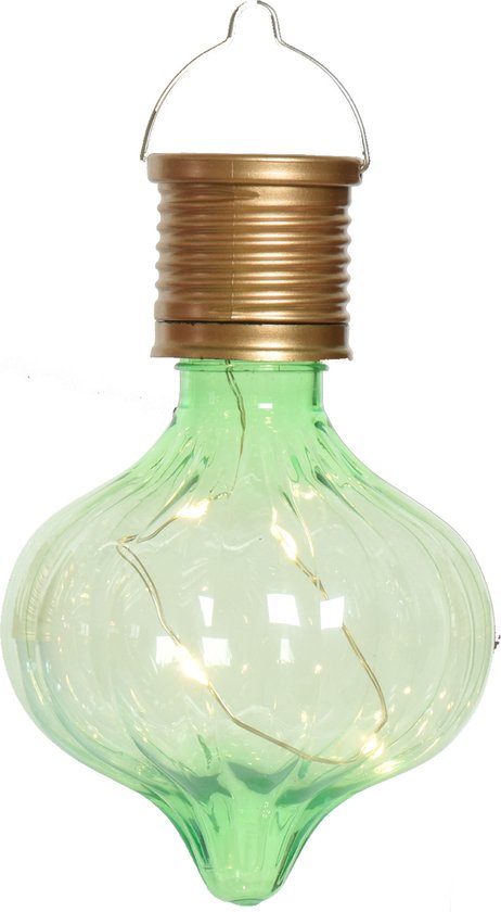 Lampe suspendue Solar boule/ampoule - lot de 4 luminaires - Marrakech - multi couleur - plastique - D8 x H12 cm