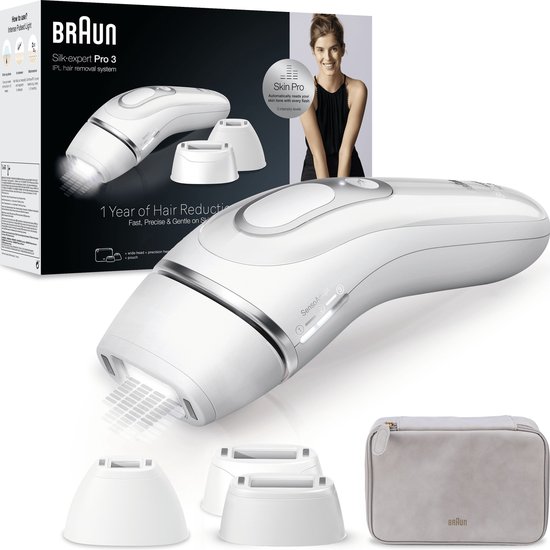 Foto: Braun ipl ontharingsapparaat silk expert pro 3 ontharing voor thuis etui 3 koppen pl3230