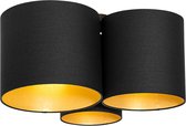 QAZQA multidrum - Moderne Plafondlamp - 3 lichts - L 57 cm - Zwart Goud - Woonkamer | Slaapkamer | Keuken