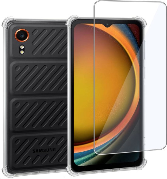 Convient pour Samsung Galaxy Xcover 7 - Coque + Protecteur d'écran - Couvercle en Glas trempé + Coque antichoc - Transparent