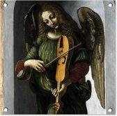 Tuinposters An angel in green with a vielle - Leonardo da Vinci - 50x50 cm - Tuindoek - Buitenposter