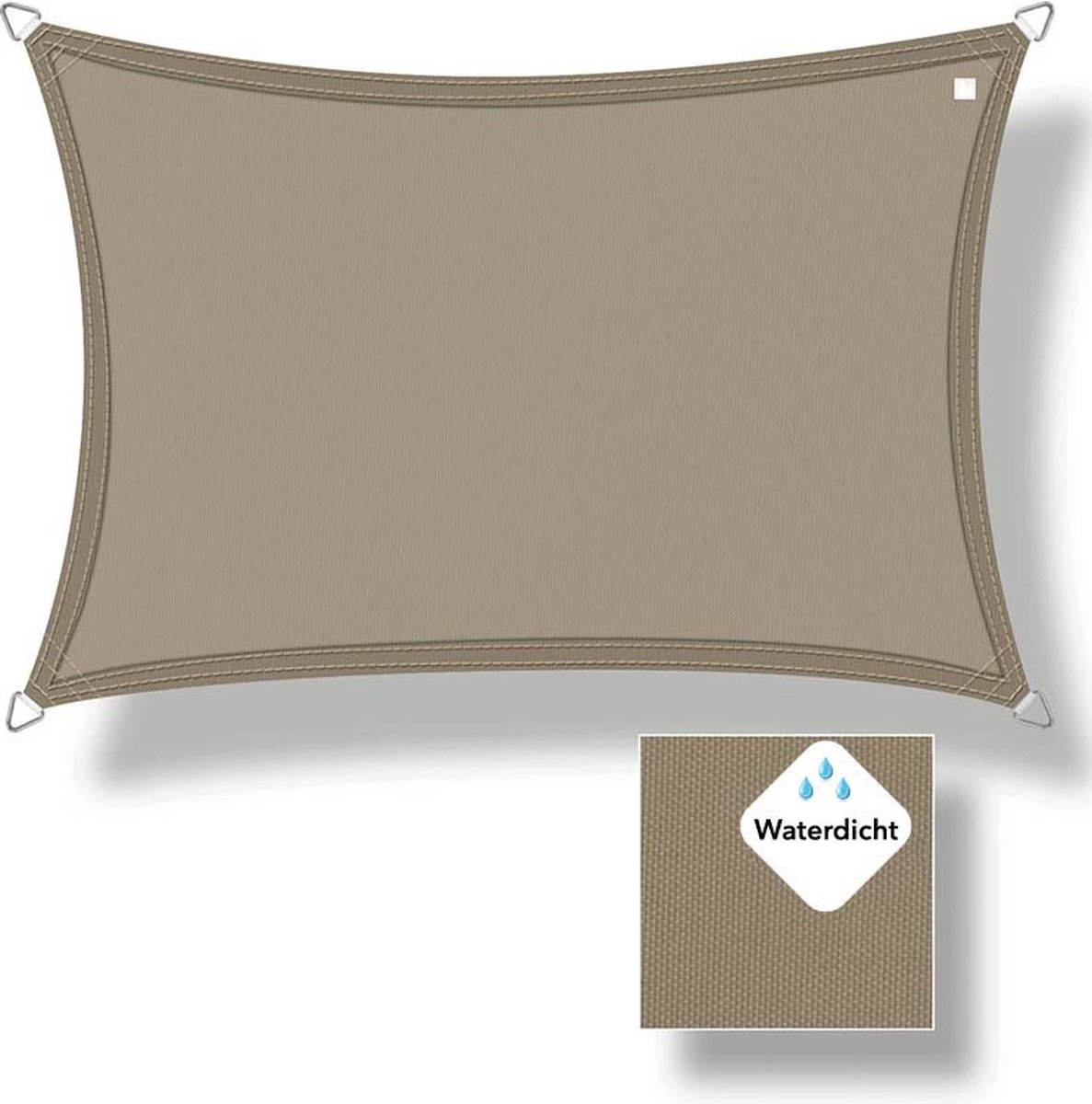 Buitenkado schaduwdoek waterdicht 4 x 5m rechthoek, taupe