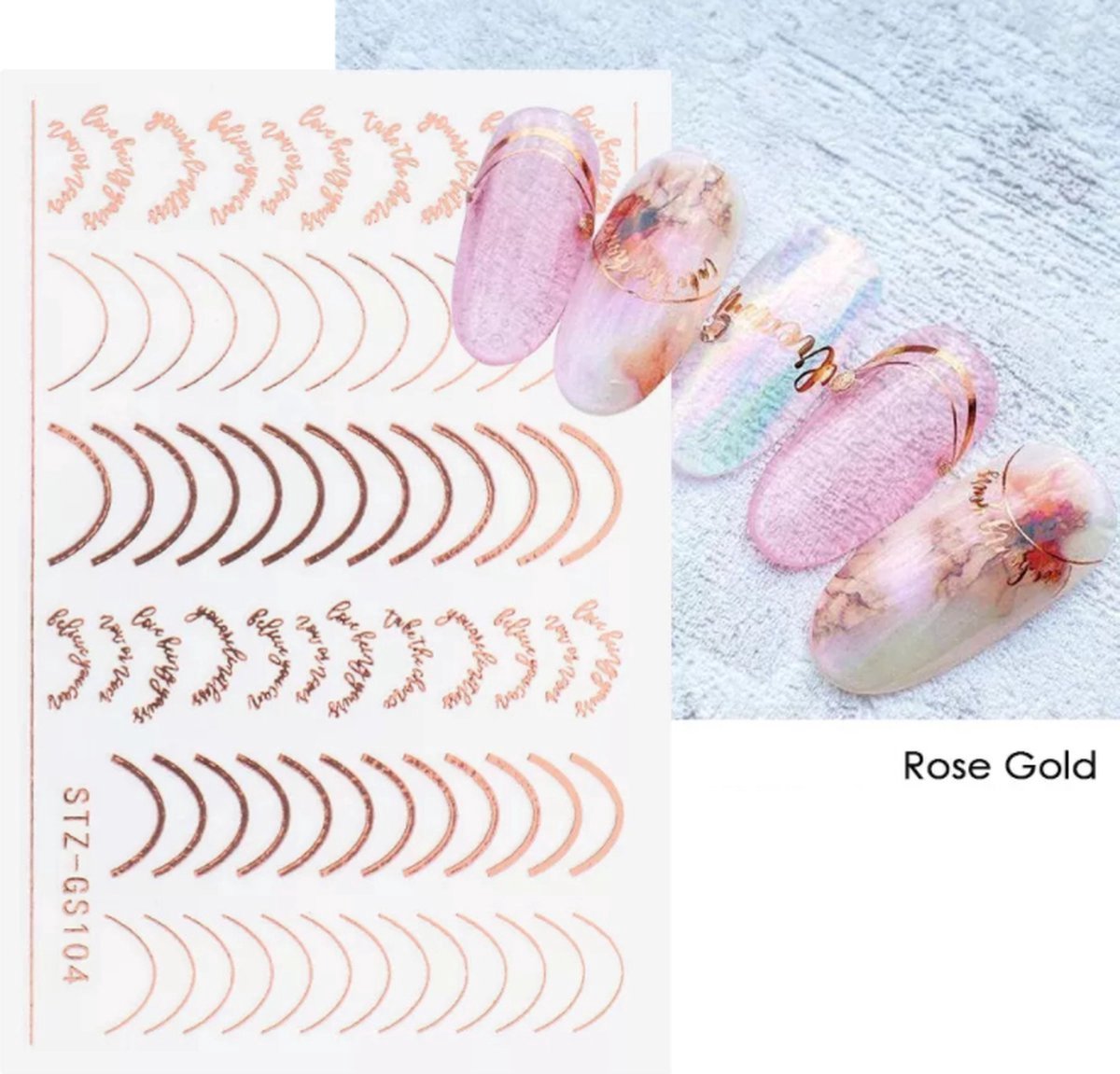 Goedkoopste Hypify® | Nagelstickers | Tijdelijk 1 1 gratis | Unieke Nagel Stickers | Kleur Rosé Goud | Nail Art 3D Stickers | Nagelstickers | Nagel Decoratie