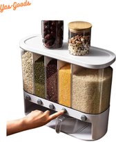 Yas-Goods - Rijst Dispenser - Food Dispenser - Dispenser Cornflakes - Keuken Organiser - 5 Containers Met Bakje