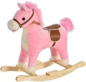 Hobbelpaard Voor Kinderen Baby Schommeldier Paard Met Dierengeluiden Speelgoed Handgrepen Voor 36-72 Maanden Pluche Roze 65 X 32,5 X 61 Cm