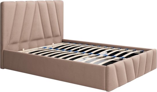 PASCAL MORABITO Bed met opbergruimte 140 x 190 cm - Fluweel - Beige - LIDAMA van Pascal Morabito L 153 cm x H 104 cm x D 200 cm