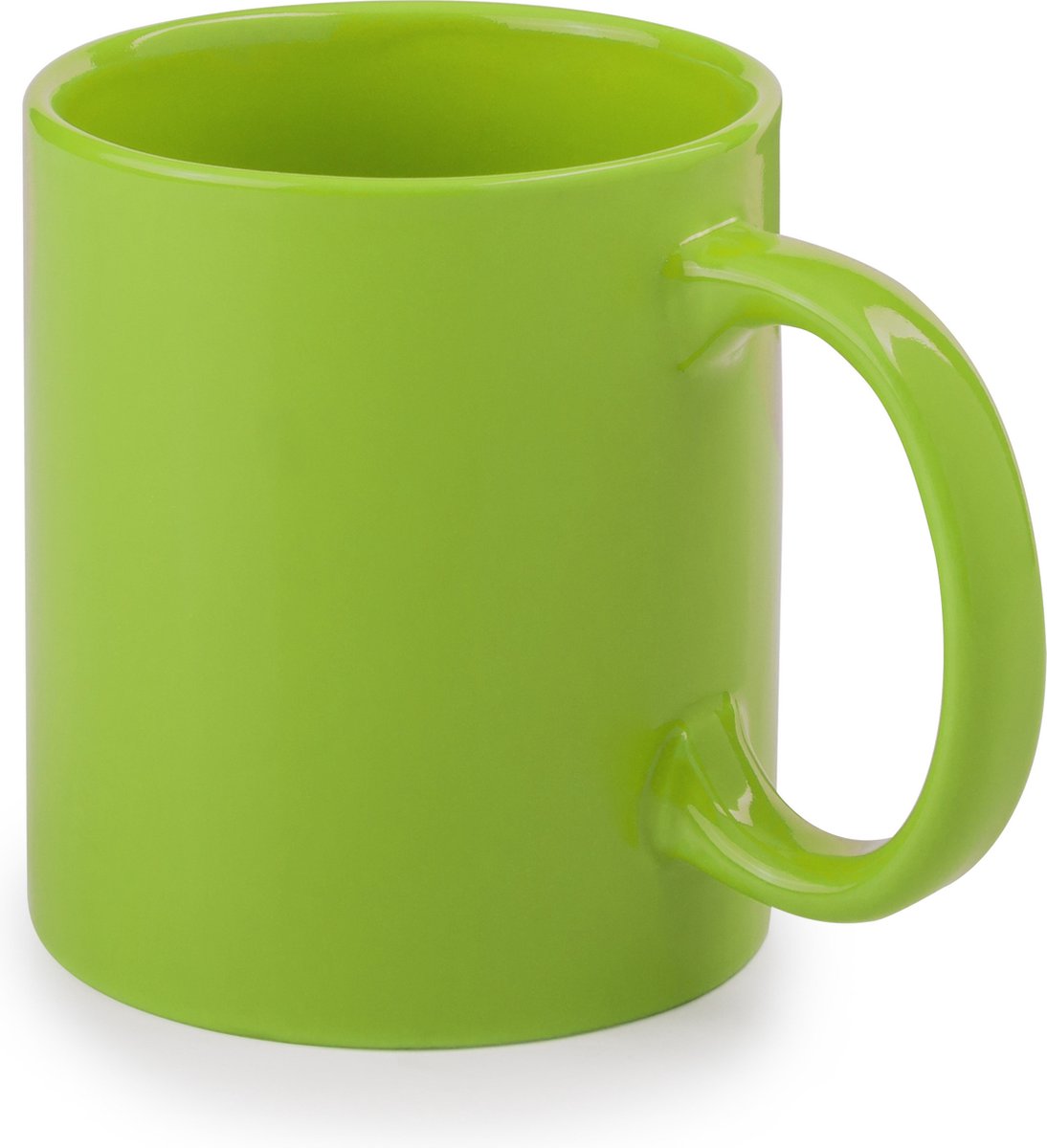 Bellatio Design Koffie mokken/bekers - keramiek - glans - met oor - groen - 370 ml