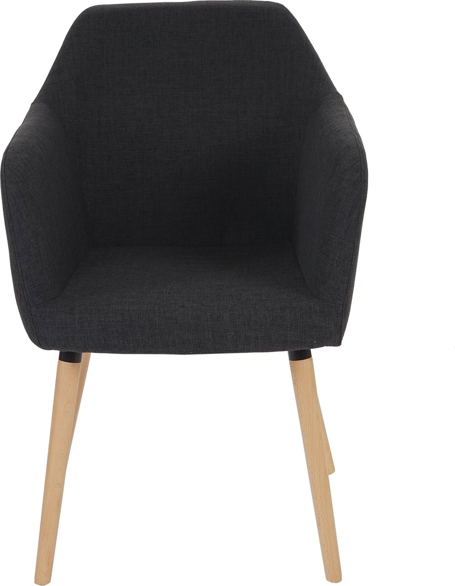 Cosmo Casa Set van 6 Eetkamerstoelen - Keukenstoelen - Retro jaren 50 design - Textiel - Donkergrijs - Lichtgekleurde Poten