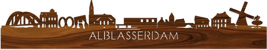 Skyline Alblasserdam Palissander hout - 100 cm - Woondecoratie - Wanddecoratie - Meer steden beschikbaar - Woonkamer idee - City Art - Steden kunst - Cadeau voor hem - Cadeau voor haar - Jubileum - Trouwerij - WoodWideCities