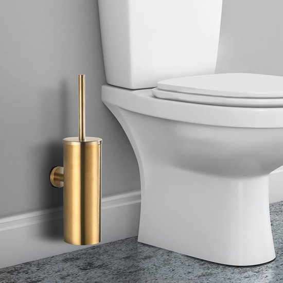 Toiletborstel wandmontage toiletborstelhouder muur goud wc-borstel en