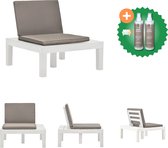 vidaXL Loungestoel met kussen kunststof wit Tuinstoel Inclusief Onderhoudsset