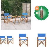 vidaXL Regisseursstoelen 2 st massief teakhout blauw Tuinstoel Inclusief Houtreiniger en verfrisser