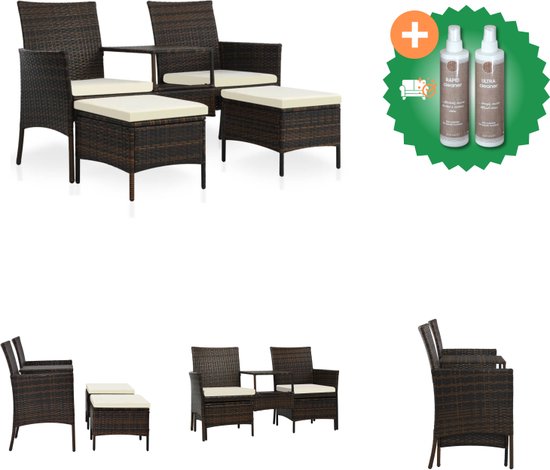 Tuintafel met Houten Poten Van PE-Rattan
