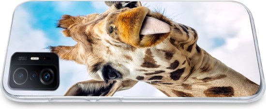 Coque Xiaomi 11T Pro - Girafe - Drôle - Langue - Coque de téléphone en Siliconen