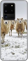 Geschikt voor Samsung Galaxy S20 Ultra hoesje - Schapen - Wol - Sneeuw - Siliconen Telefoonhoesje