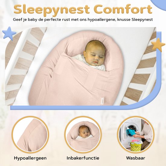 Mimmti Sleepynest relaxhoes voor voedingskussen Beige - voedingskussen hoes - sluitbare relaxhoes voor baby's - inbakerfunctie - voedingshoezen van Merkloos — afbeelding 3