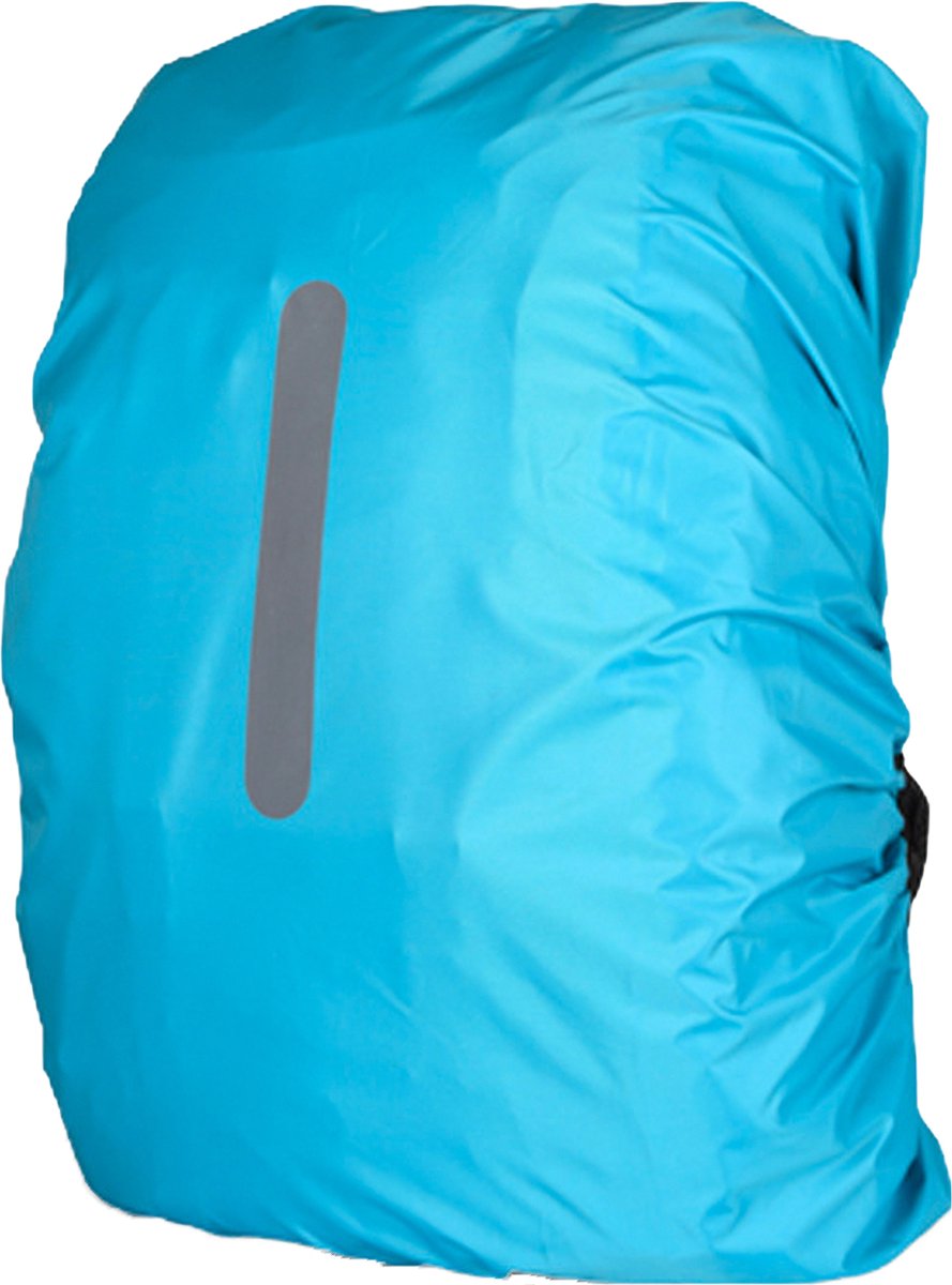Somstyle Luxe Waterdichte Rugzak Hoes - Reflecterende Regenhoes - 30 t/m 40 Liter - Lichtblauw - Maat M