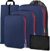 Ensemble organisateur de valise, 6 pièces cubes d'emballage de compression, sacoches avec cubes d'emballage de compression, sacs à vêtements de voyage pour sacs à dos et valises, organisateur de valise pour vêtements, sous-vêtements, chaussures