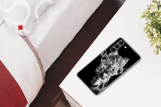 Telefoonhoesje Geschikt voor Samsung Galaxy S21 Plus hoesje - Giraffe - Dier - Zwart - Wit - Siliconen Telefoonhoesje Telefoonhoesje