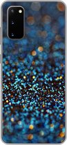 Geschikt voor Samsung Galaxy S20 hoesje - Glitter - Blauw - Abstract - Design - Siliconen Telefoonhoesje
