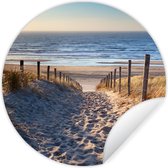 Muurstickers strand - Duinen - Zomer - Zee - Behangsticker - Behangcirkel zelfklevend - Wandbekleding - Ronde muurdecoratie - 100x100 cm - Muursticker cirkel - Plak stickers - Wall sticker