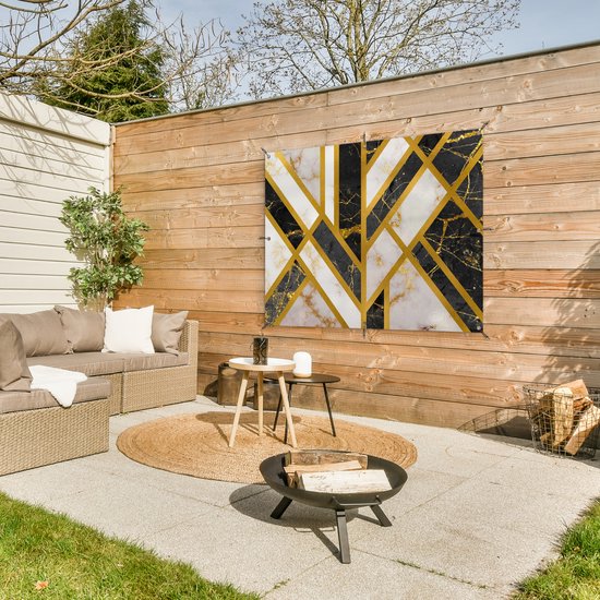 Poster de jardin Marbre - Or - Luxe - 120x90 cm