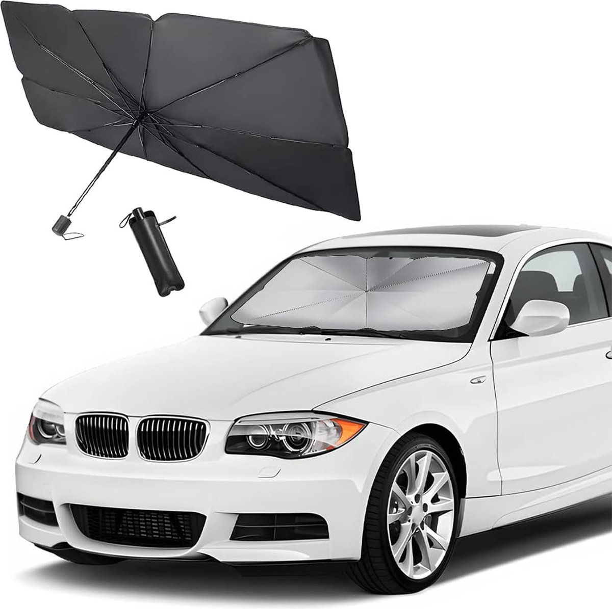 Autozonwering voorruit, auto UV-bescherming parasol voor de voorruit, zonwering auto met verstelbare stang voor de meeste auto's (groot)