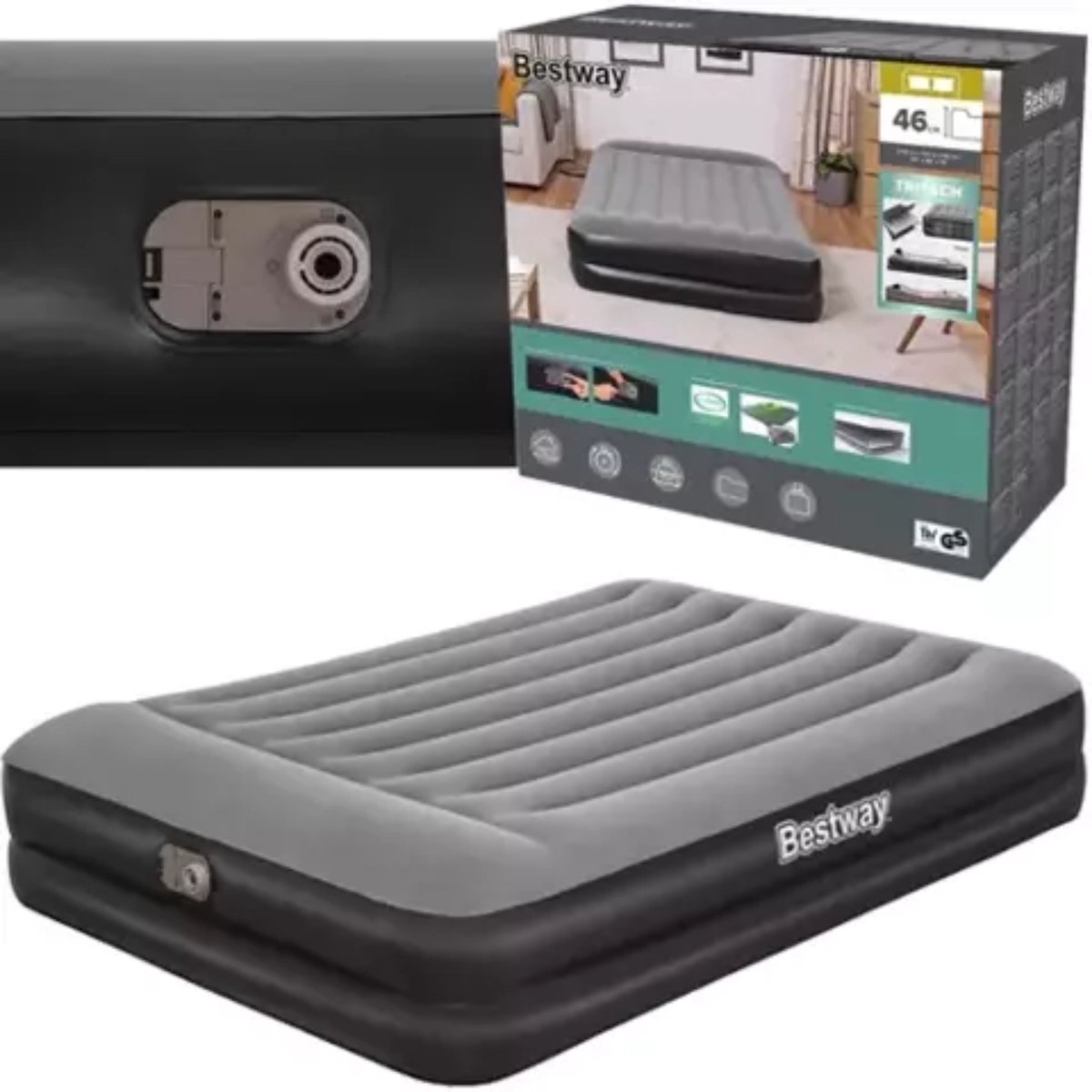 Bestway Luchtbed Tritech Premium+ - 2 Persoons - Ingebouwde Pomp - Extra Dik - Stevige Constructie