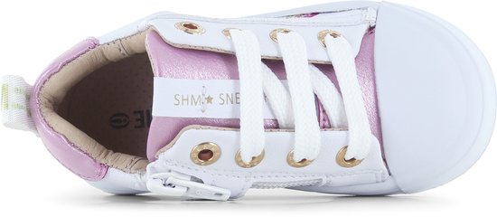 Veterschoenen | Meisjes | white Pink | Leer | Shoesme | Maat 20