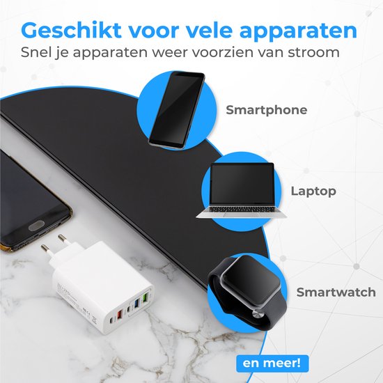 Nuvance - Adaptateur USB - 5 Portes - Prise USB - Chargeur USB - Convient à tout câble USB