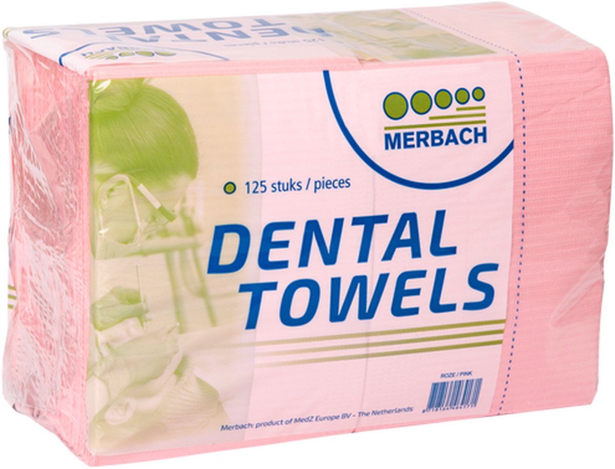 Goedkoopste Merbach dental towel roze- 30 x 4 x 125 stuks voordeelverpakking